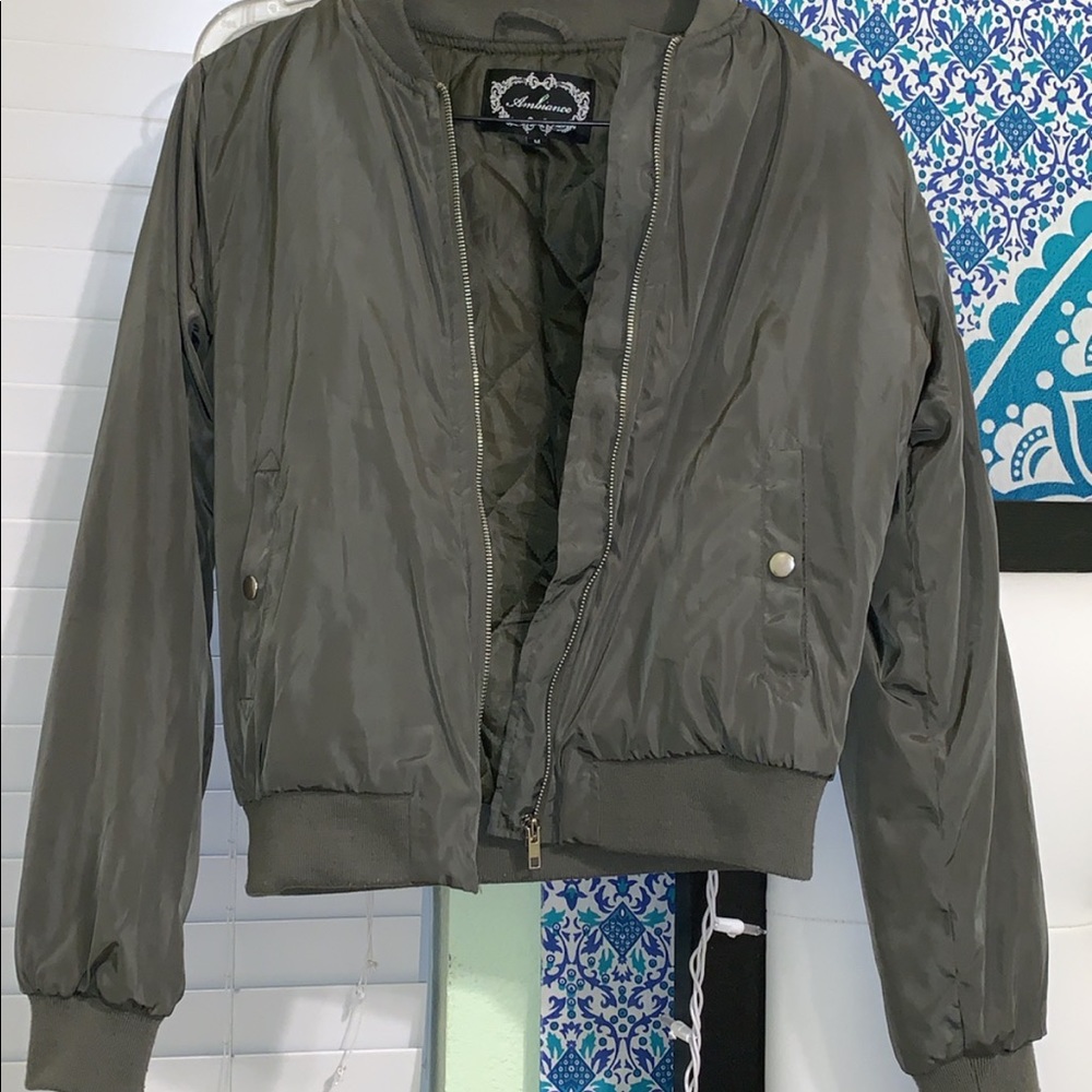 Olive green bomber jacket
